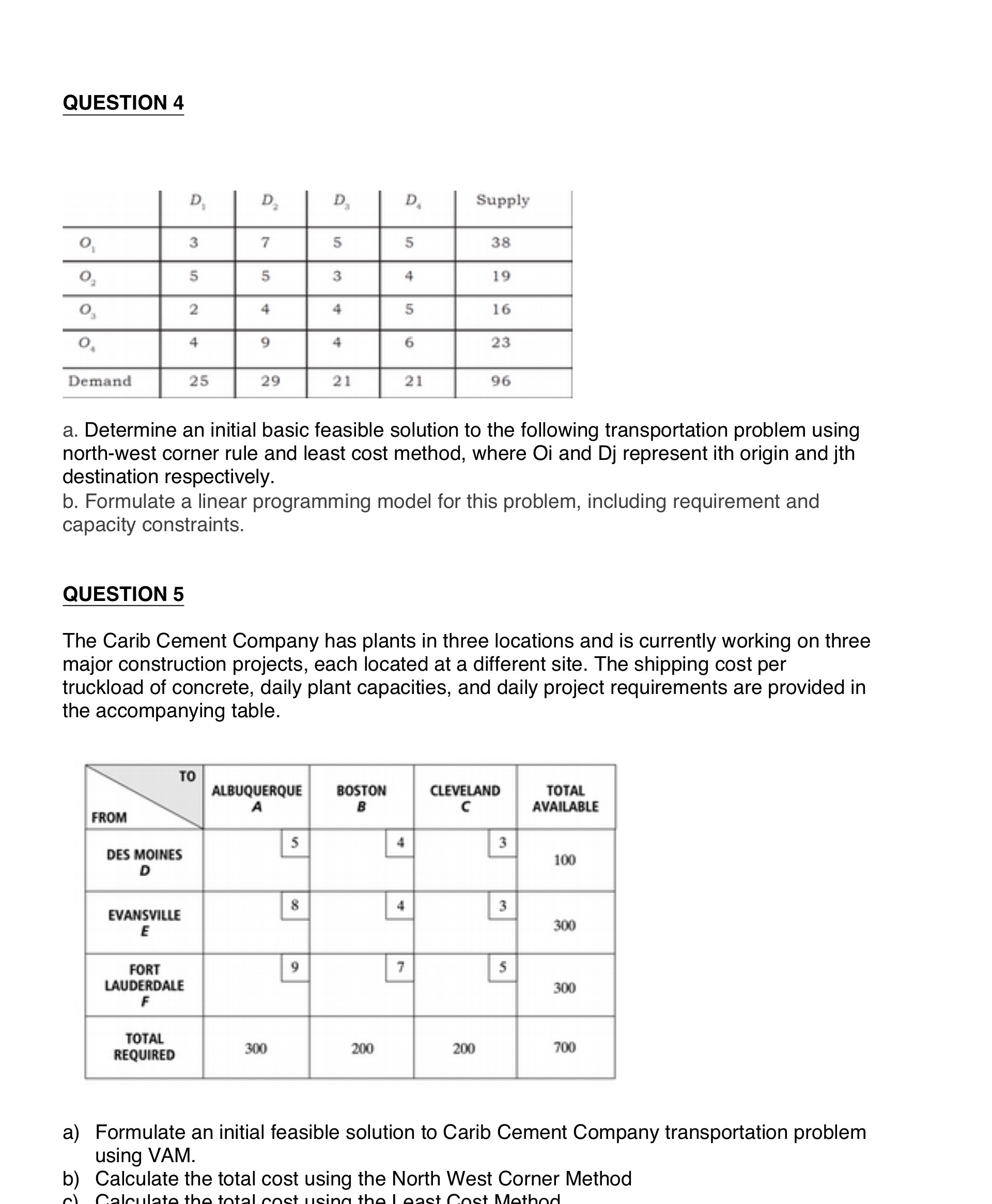 QUESTION 4 D. D D Supply 3 7 5 5 38 5 5 3 4 19 2