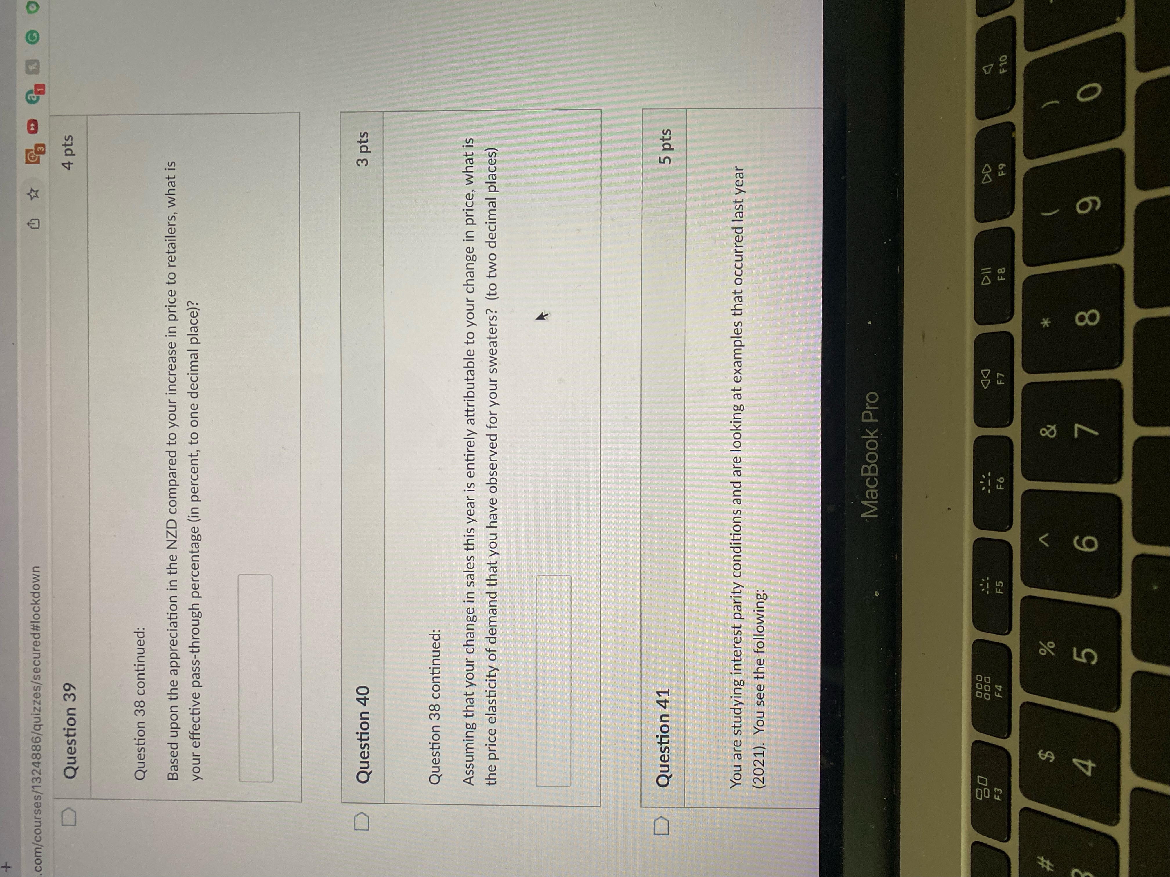 D Question 38 3 pts You are a US-based apparel