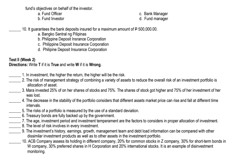 Directions: Select the best answer and write on