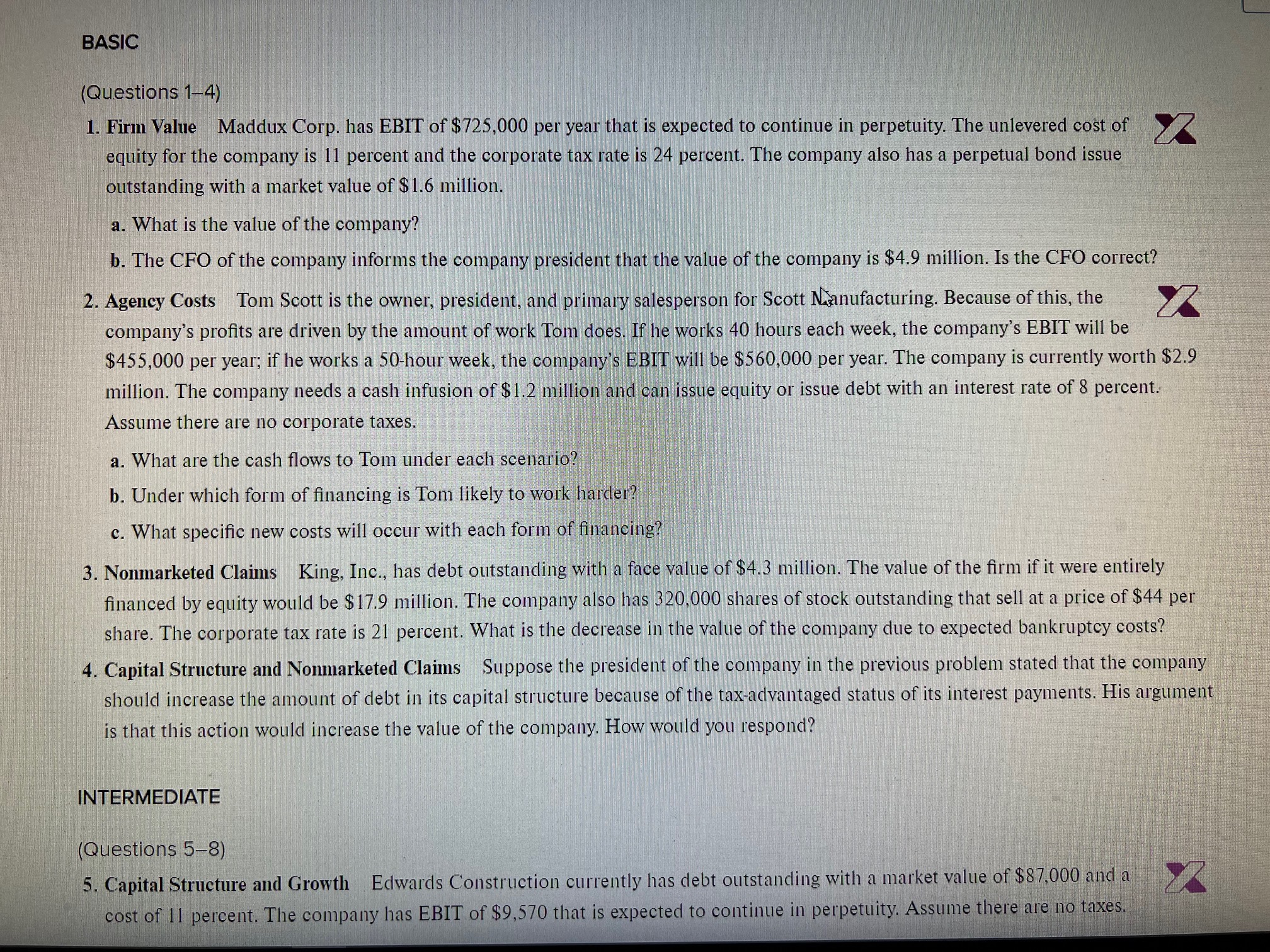 B C D G H Input Area: EBIT (40 hour week) 455,000