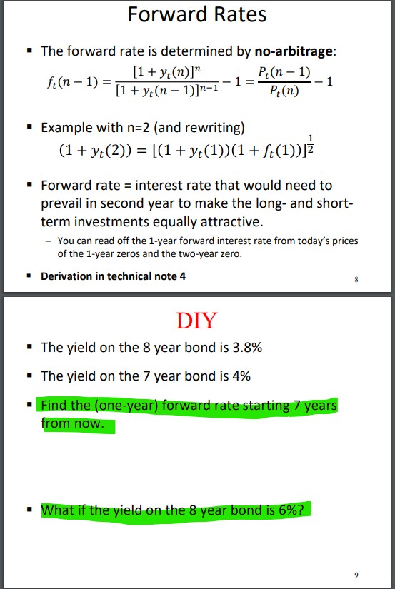 Forward Rates The forward rate is determined by