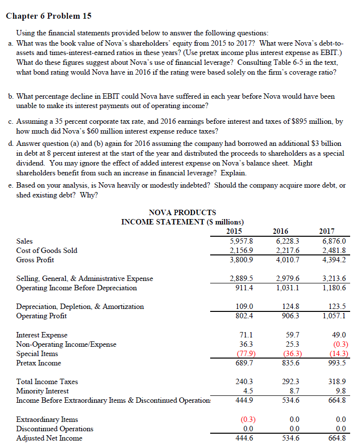 \fChapter 6 Problem 15 Using the nancial