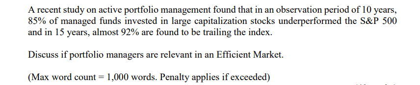 A recent study on active portfolio management