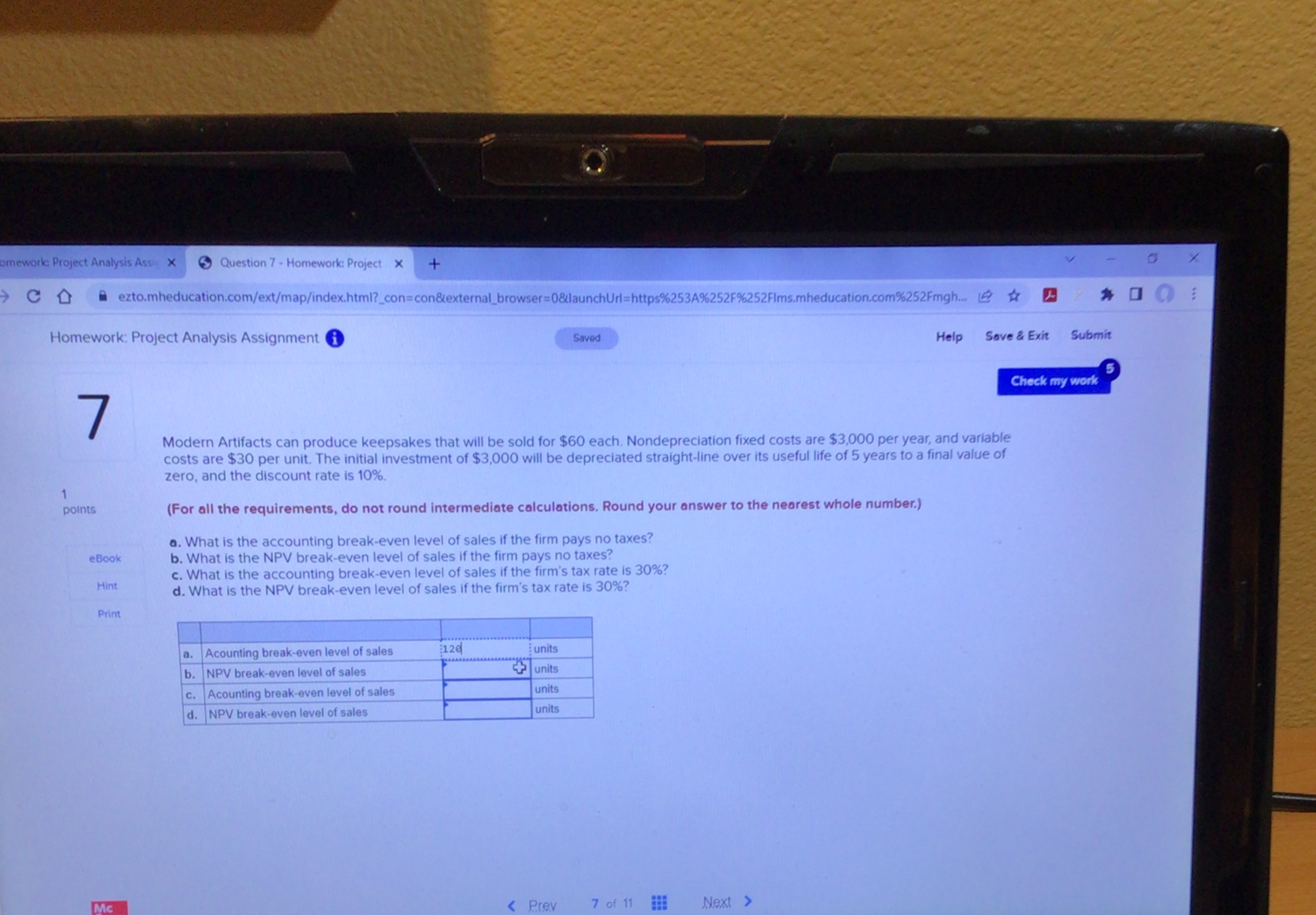 omework: Project Analysis Assi X Question 7 -