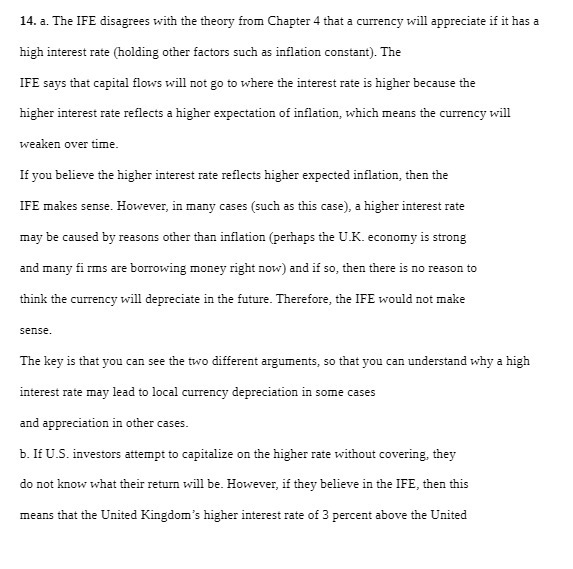 14. a. The IFE disagrees with the theory from