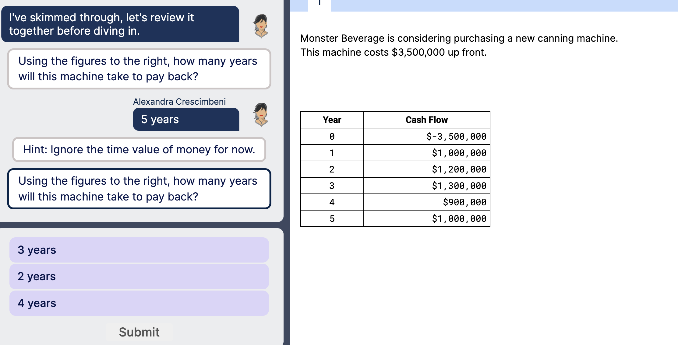 using the figures on the right, how many years