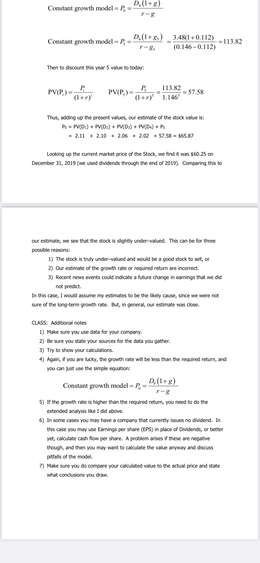 For the company At&t, use concepts learned about