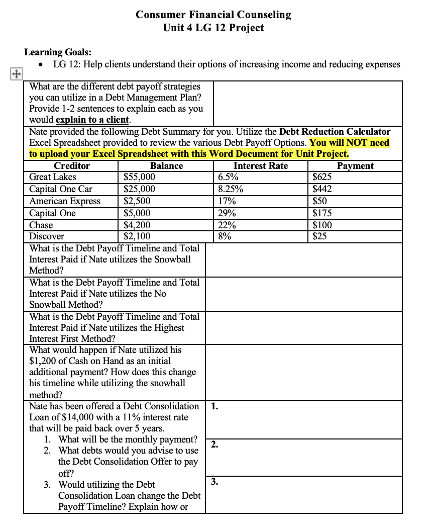 + Consumer Financial Counseling Unit 4 LG 12