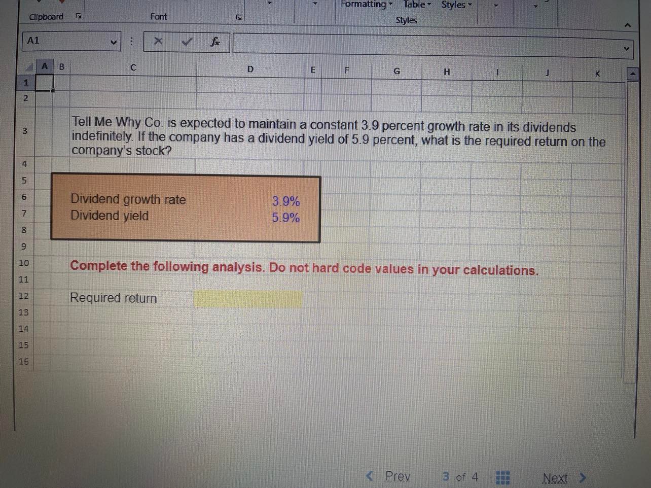 Formatting ~ Table - Styles Clipboard Font Styles