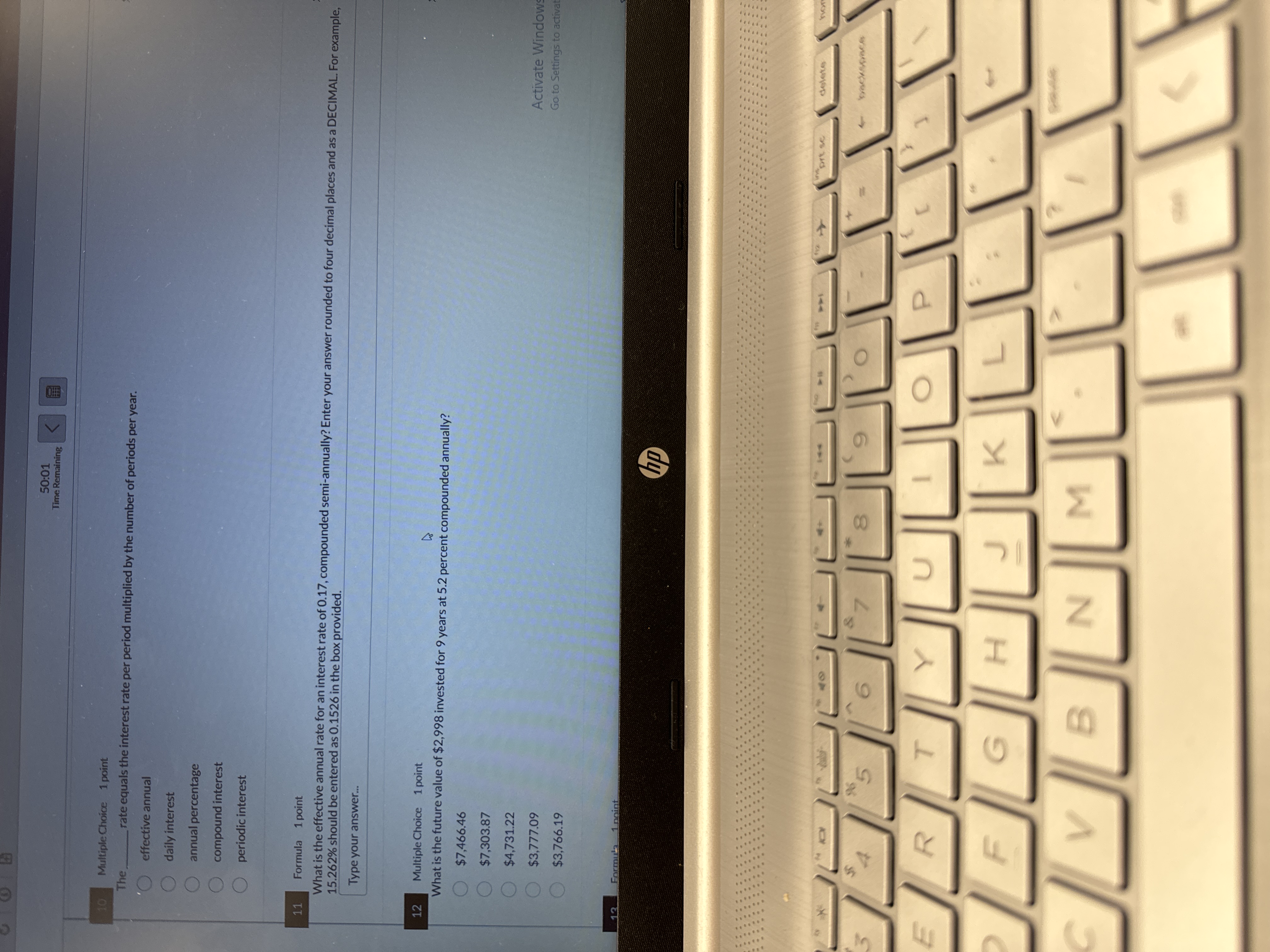 50:01 Time Remaining Multiple Choice 1 point The