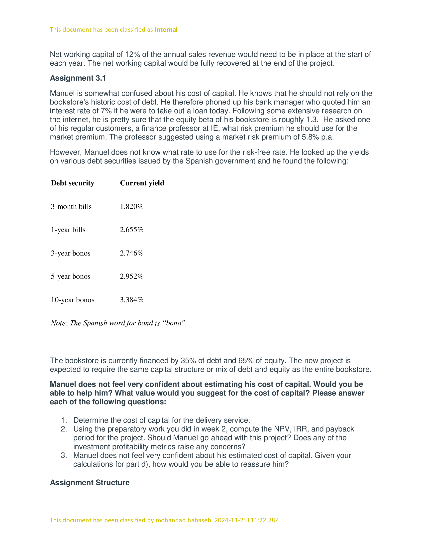 Assignment A3.1 - Making a Business Decision Part
