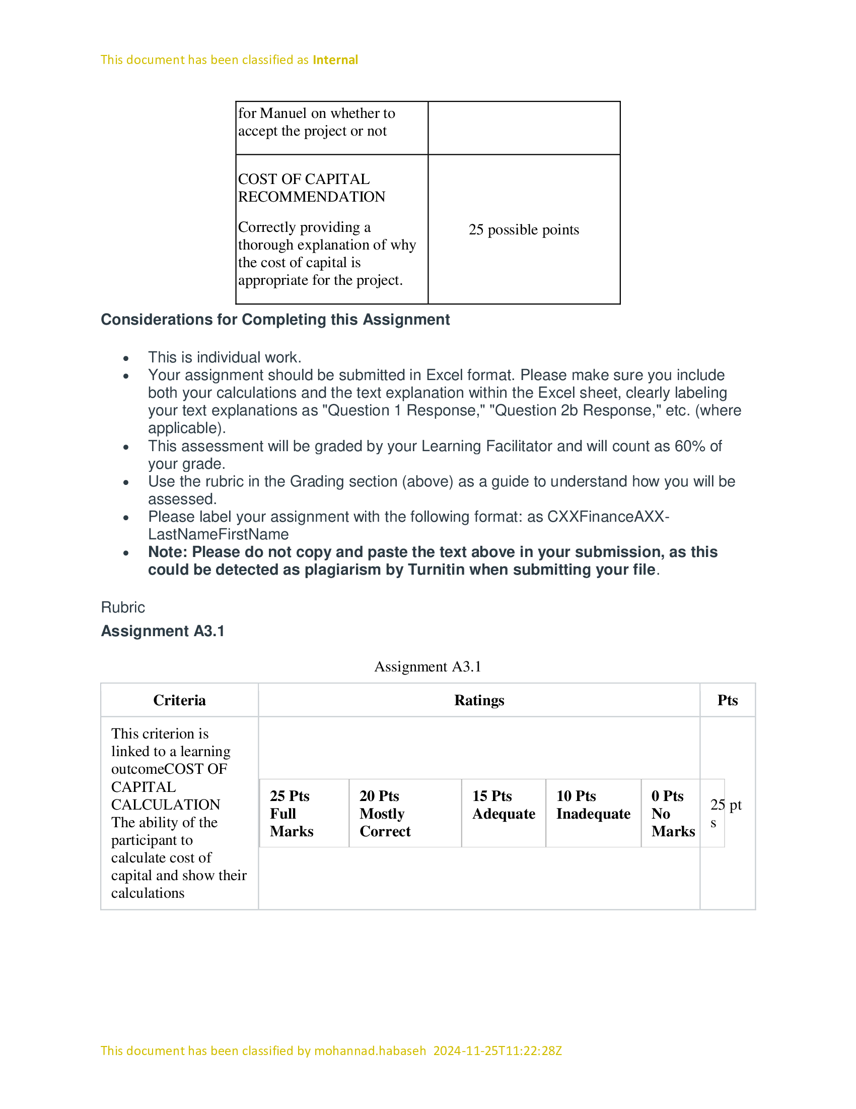 Assignment A3.1 - Making a Business Decision Part