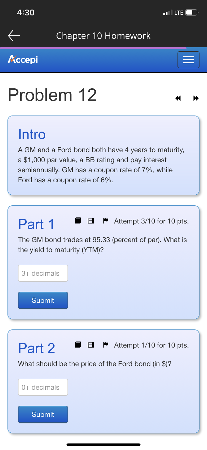S Chapter 10 Homework Accepi Problem 13 Intro A