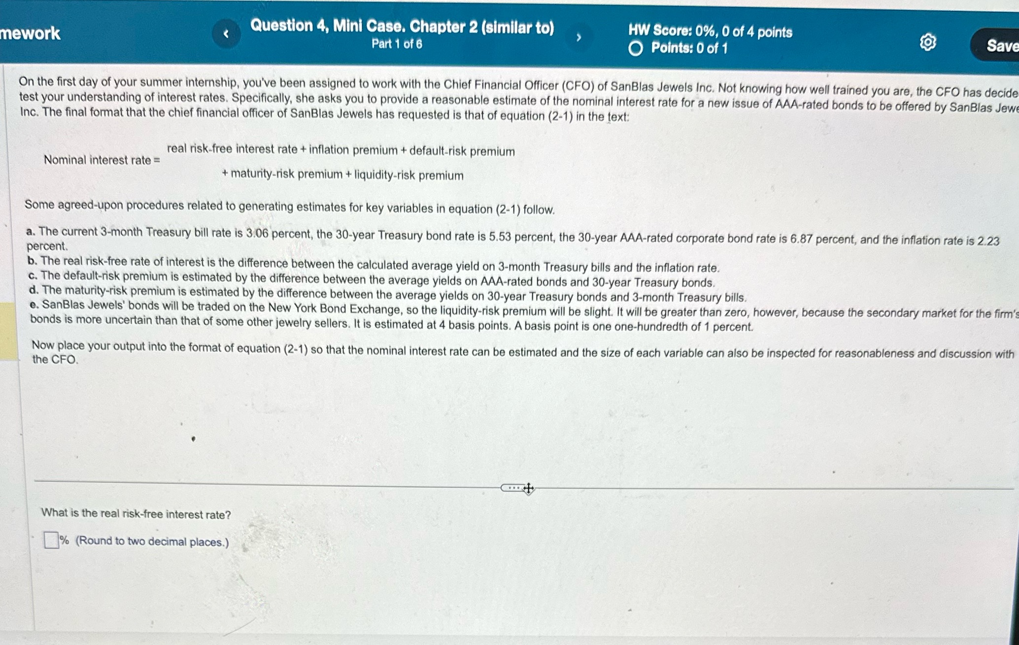 Question 4, Mini Case. Chapter 2 (similar to) A