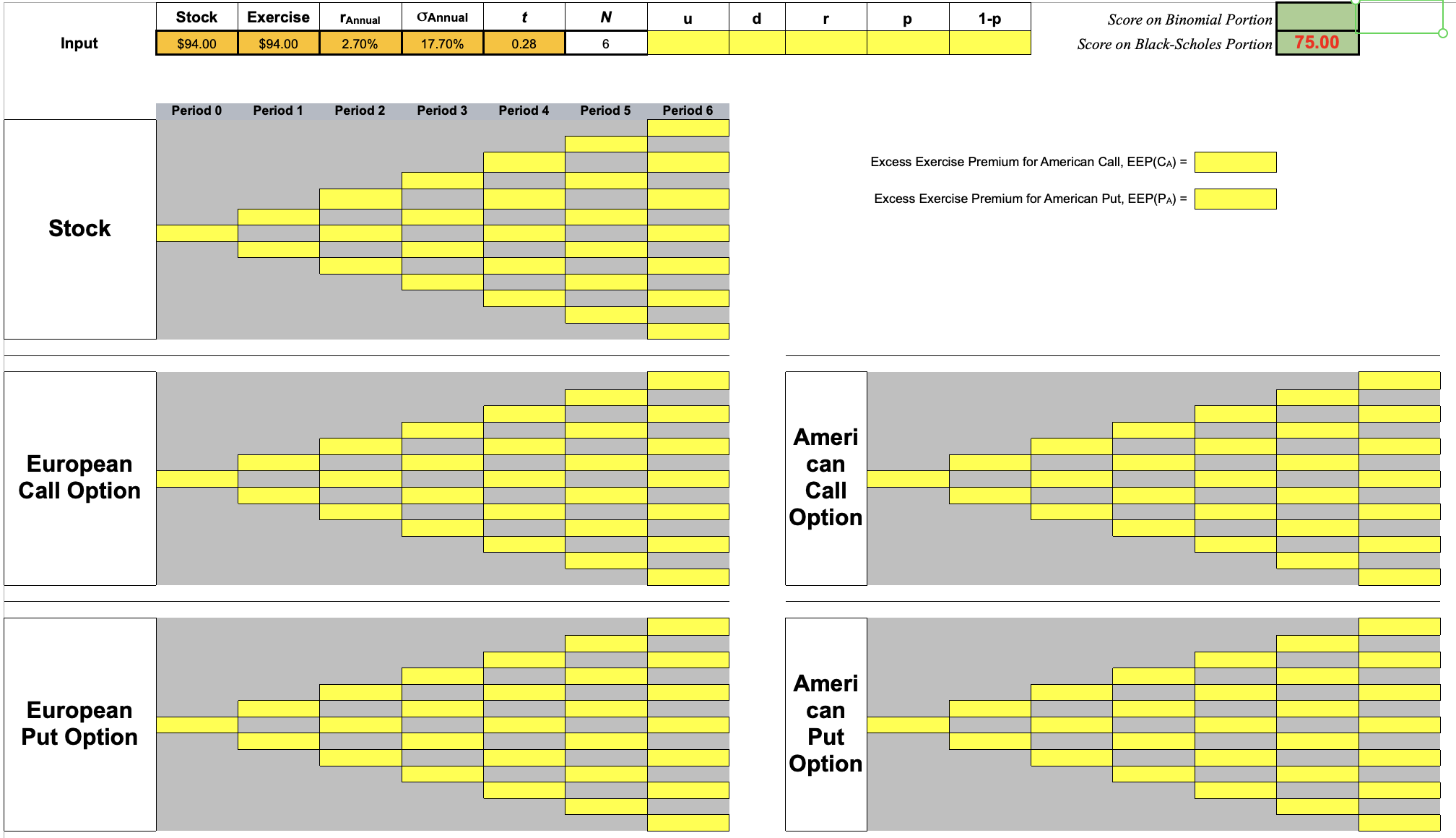 Excel programming: Option pricing with a six