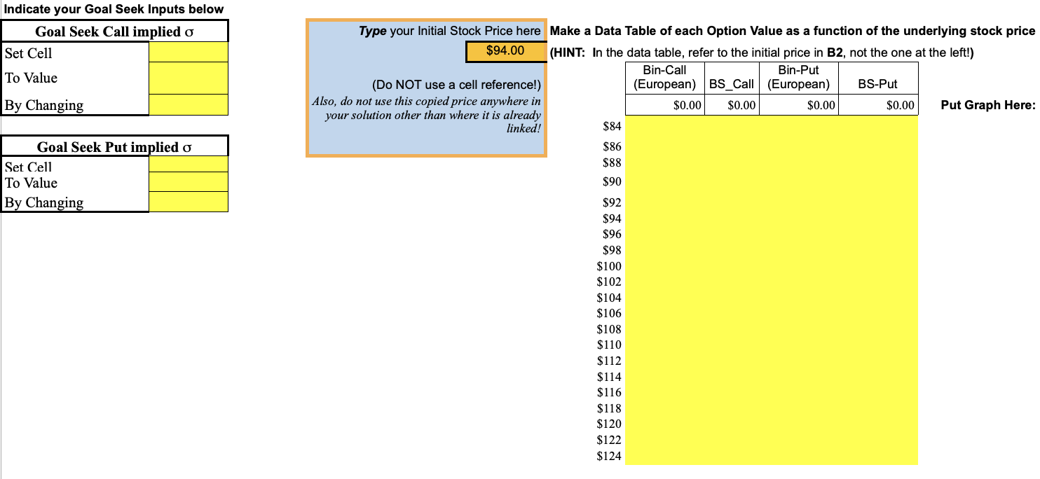 Excel programming: Option pricing with a six