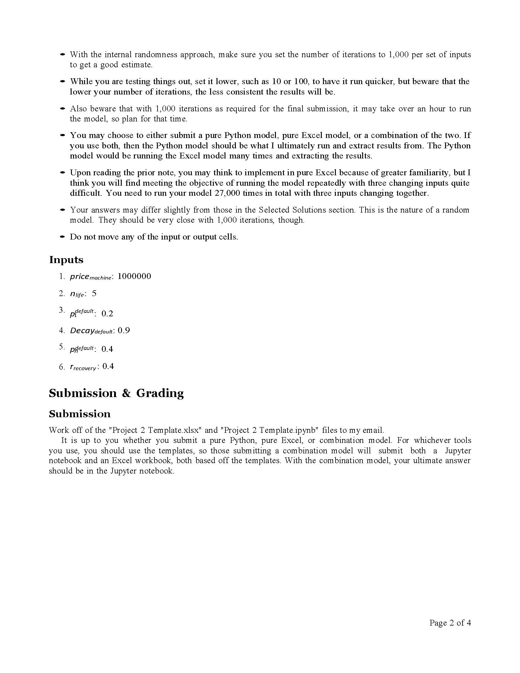 Probabilistic Loan Pricing Overview Problem