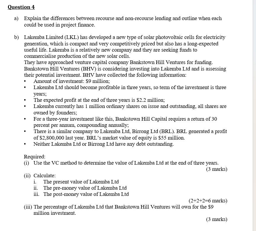 Question 4 a) Explain the differences between