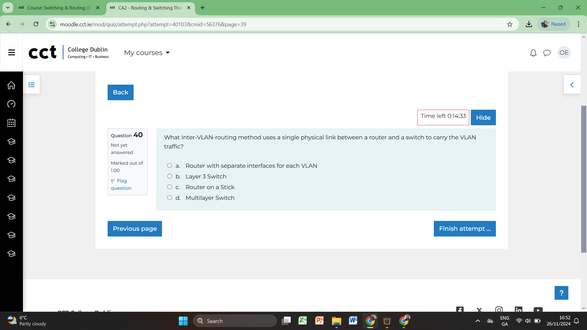 ans cct Course: Switching & Routing (B X cct CA2