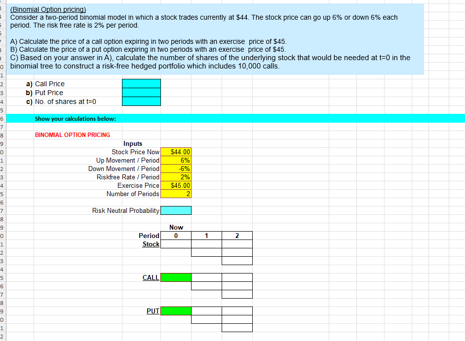 (Binomial Option pricing) Consider a two-period