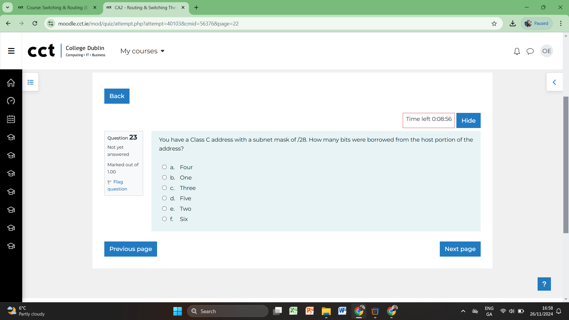 ans cct Course: Switching & Routing (B X cct CA2
