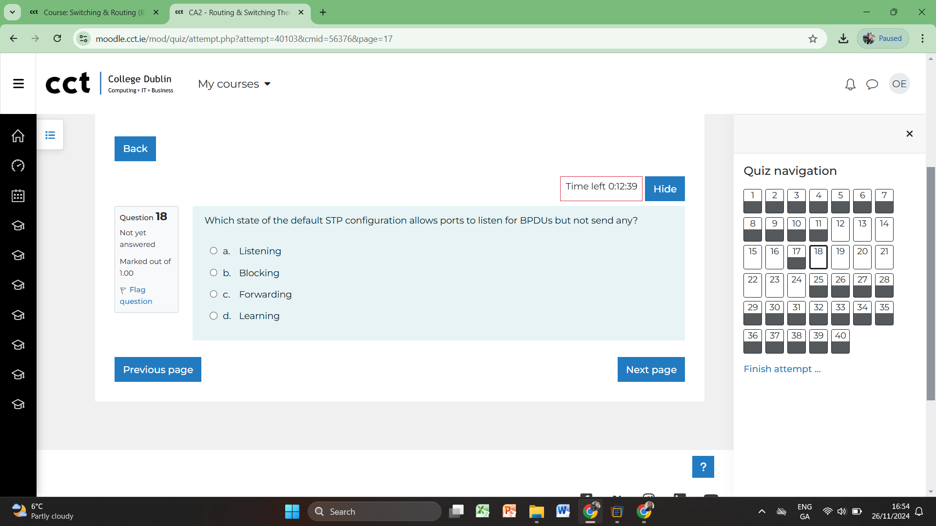 ans X cct Course: Switching & Routing (B X cct
