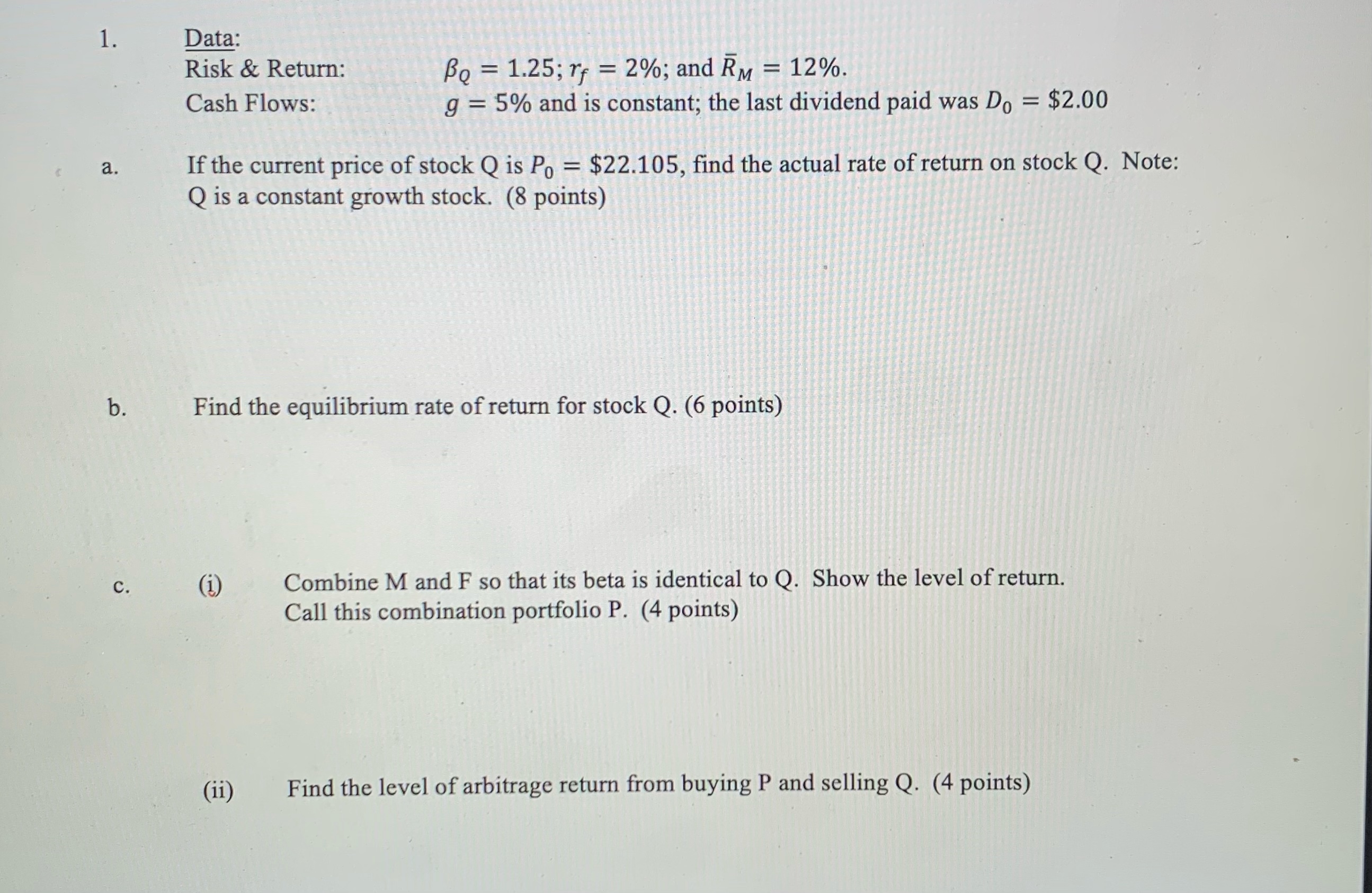 2. Data: Rz = 14.5%; rf = 2%; and oz = 4% a.