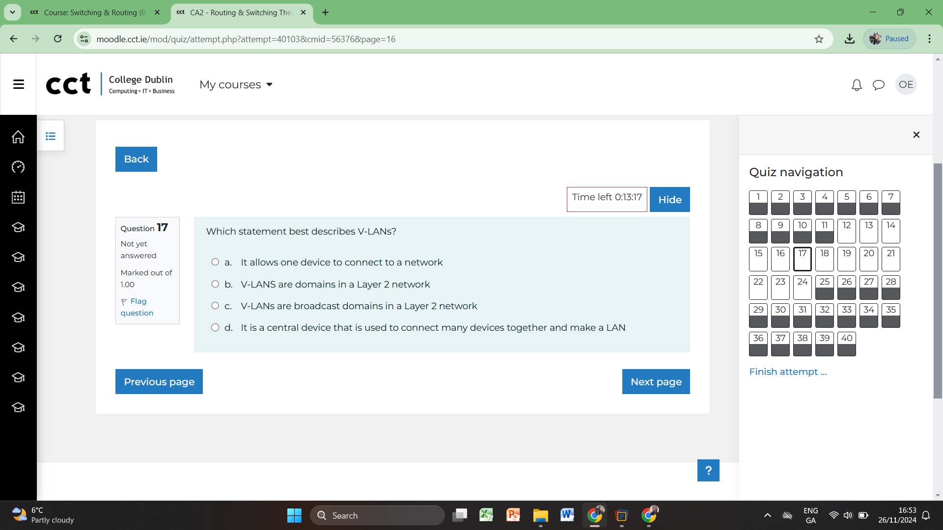 ans X cct Course: Switching & Routing (B X cct