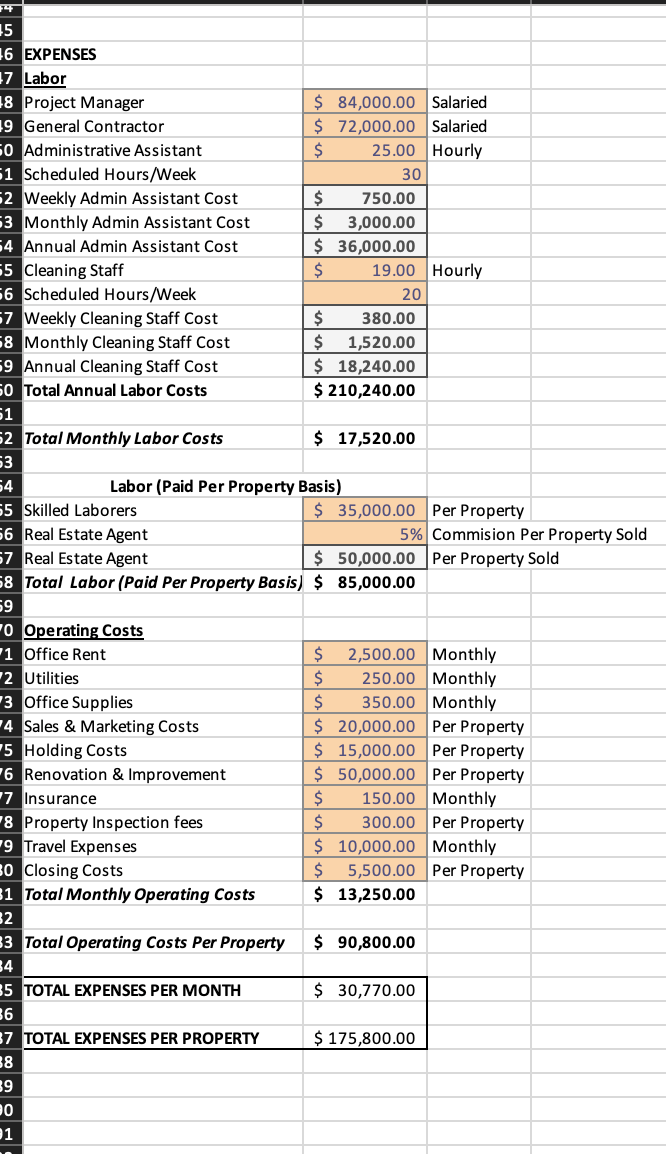 Using the content in the feasibility excel sheet.
