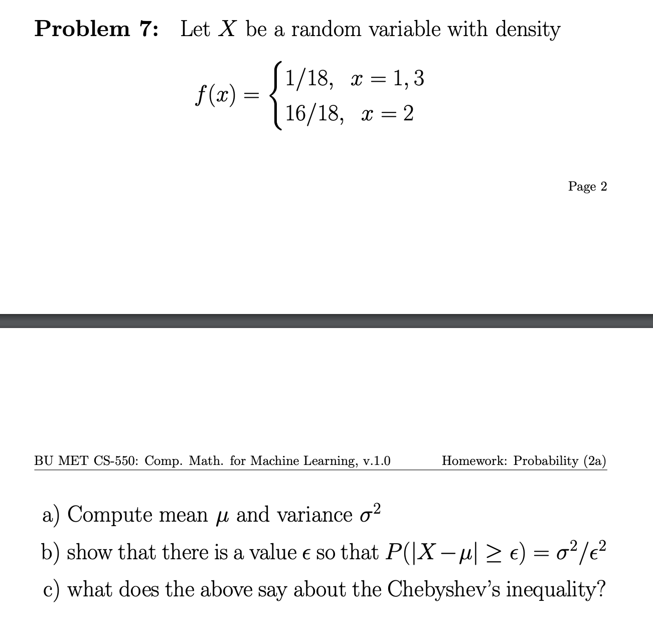 ans Problem 7: Let X be a random variable with