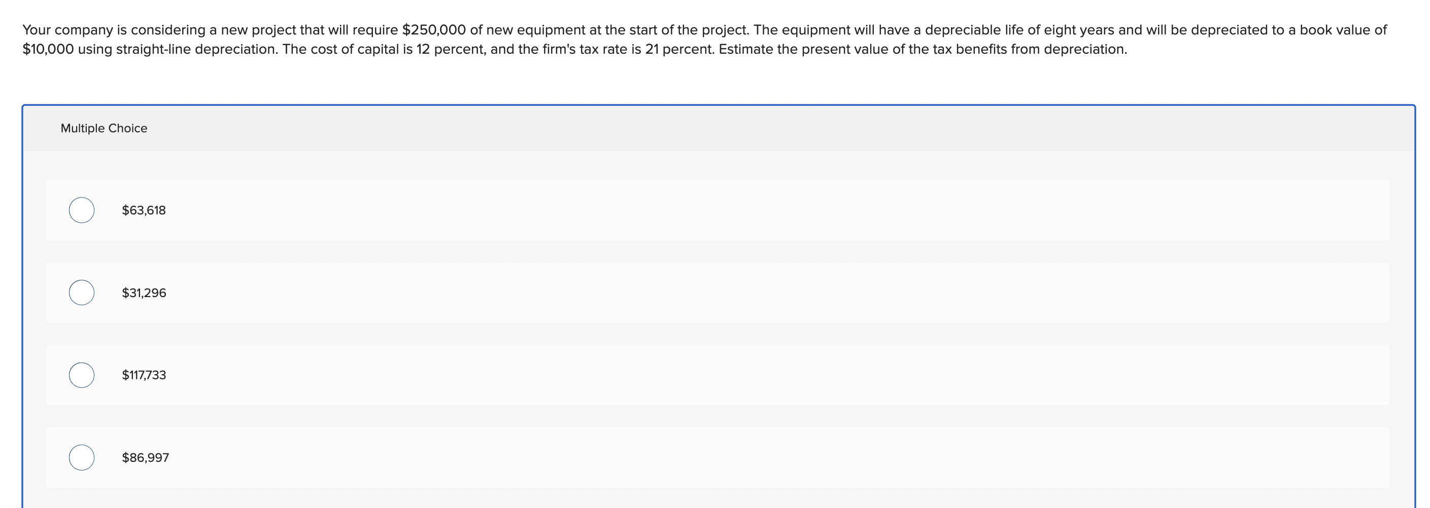 Your company is considering a new project that