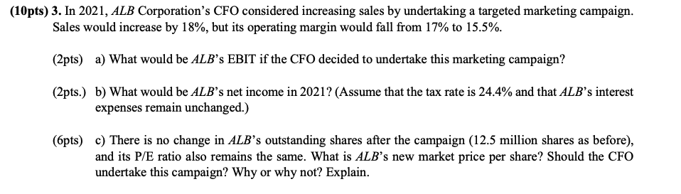 (lpts) 3. In 2021, ALB Corporation's CFO