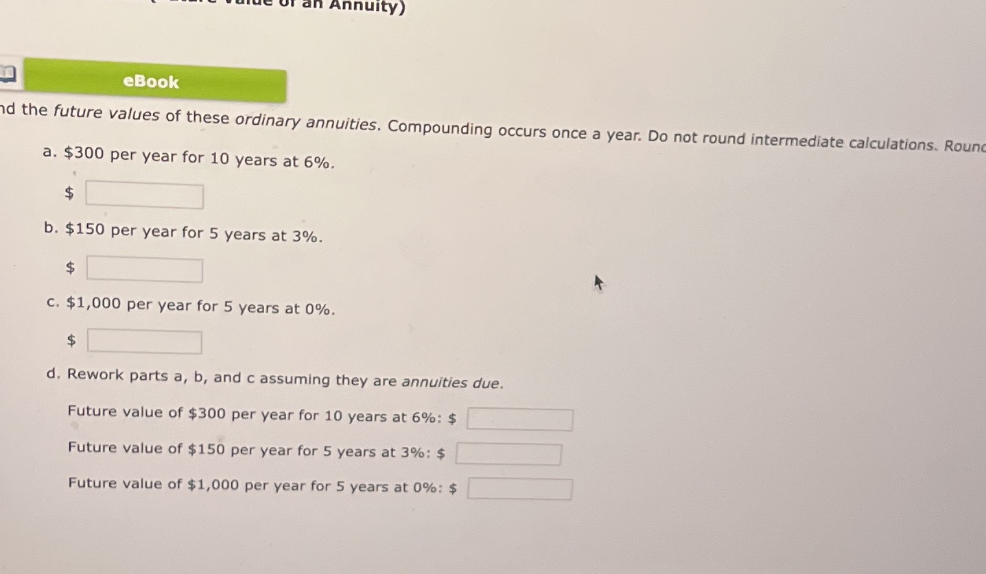 JT an Annuity) eBook d the future values of these