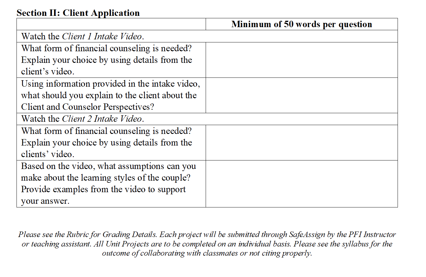 Section II: Client Application Minimum of S0