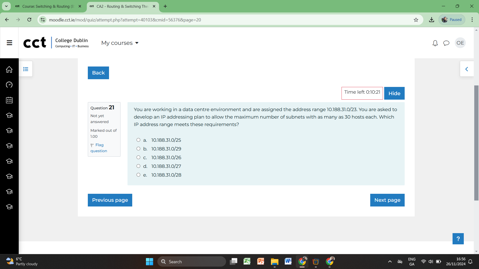 ans cct Course: Switching & Routing (B X cct CA2
