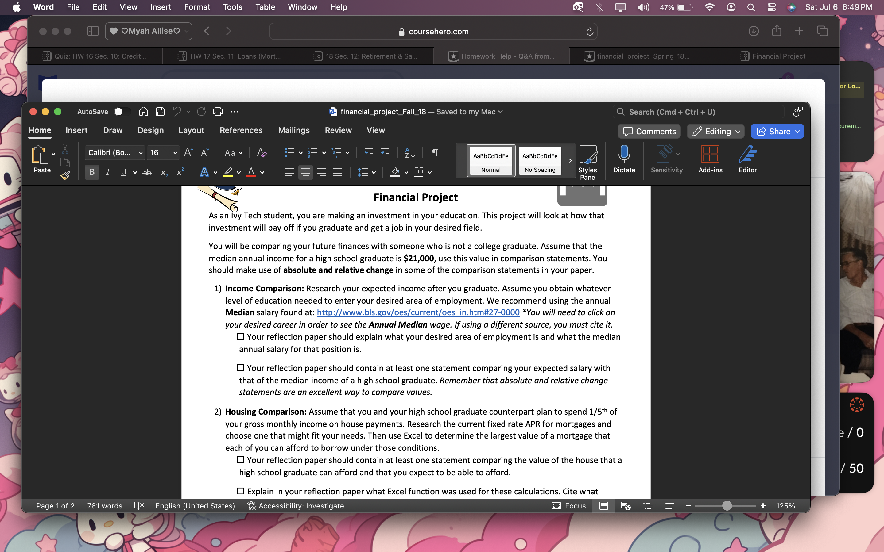 Word File Edit View Insert Format Tools Table