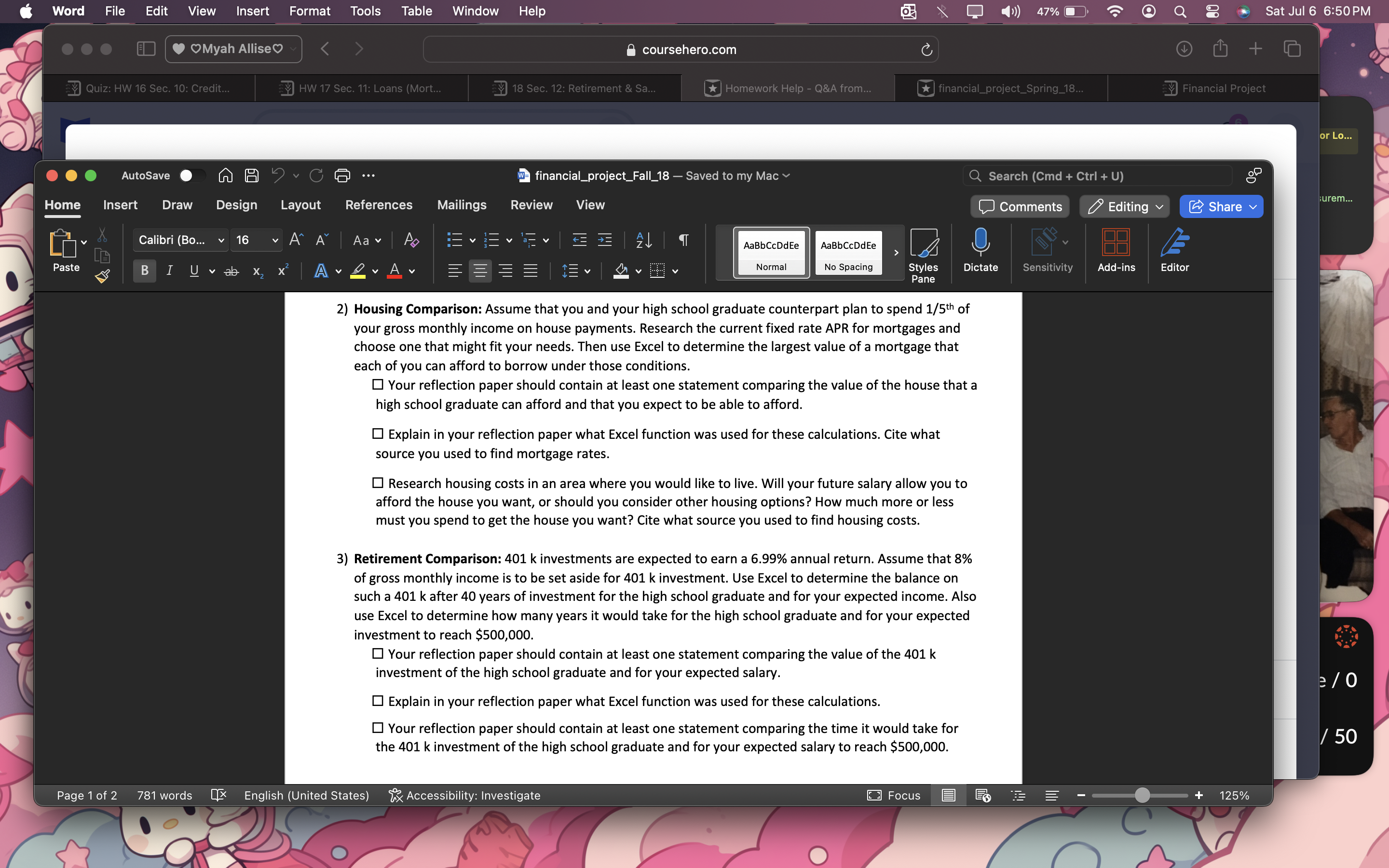 Word File Edit View Insert Format Tools Table