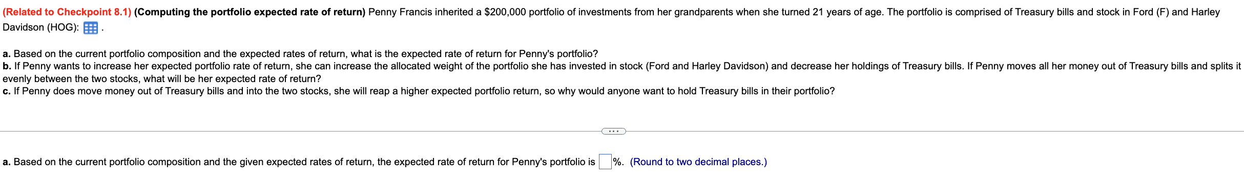 X Data table Expected $ Value Return Treasury