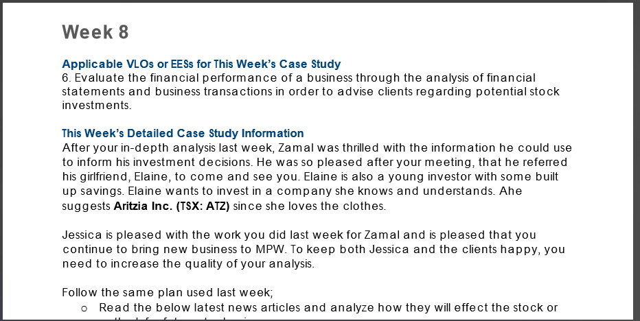 Week 8 Applicable VLOs or EESs for This Week's