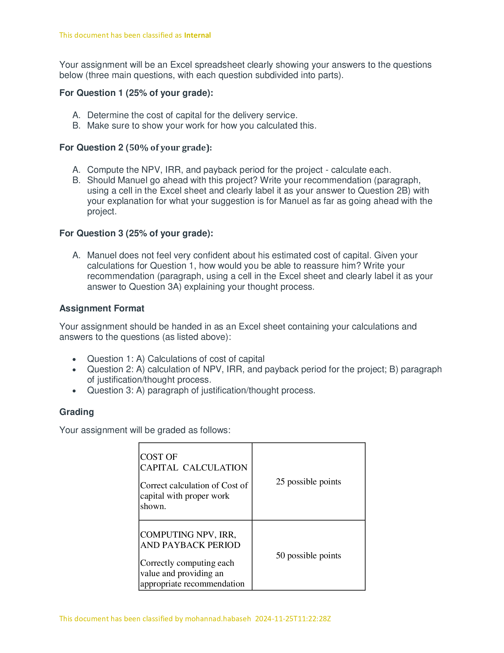 Assignment A3.1 - Making a Business Decision Part
