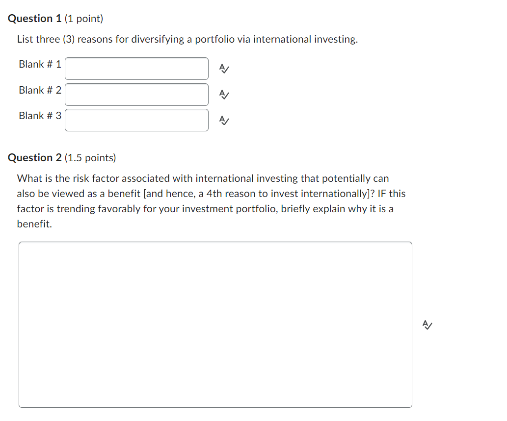 Question 1 (1 point) List three (3) reasons for
