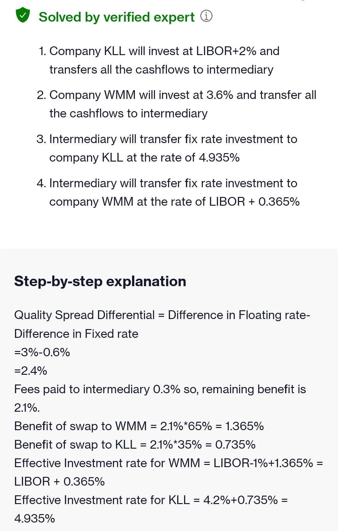 Companies WMM and KLL have been offered the