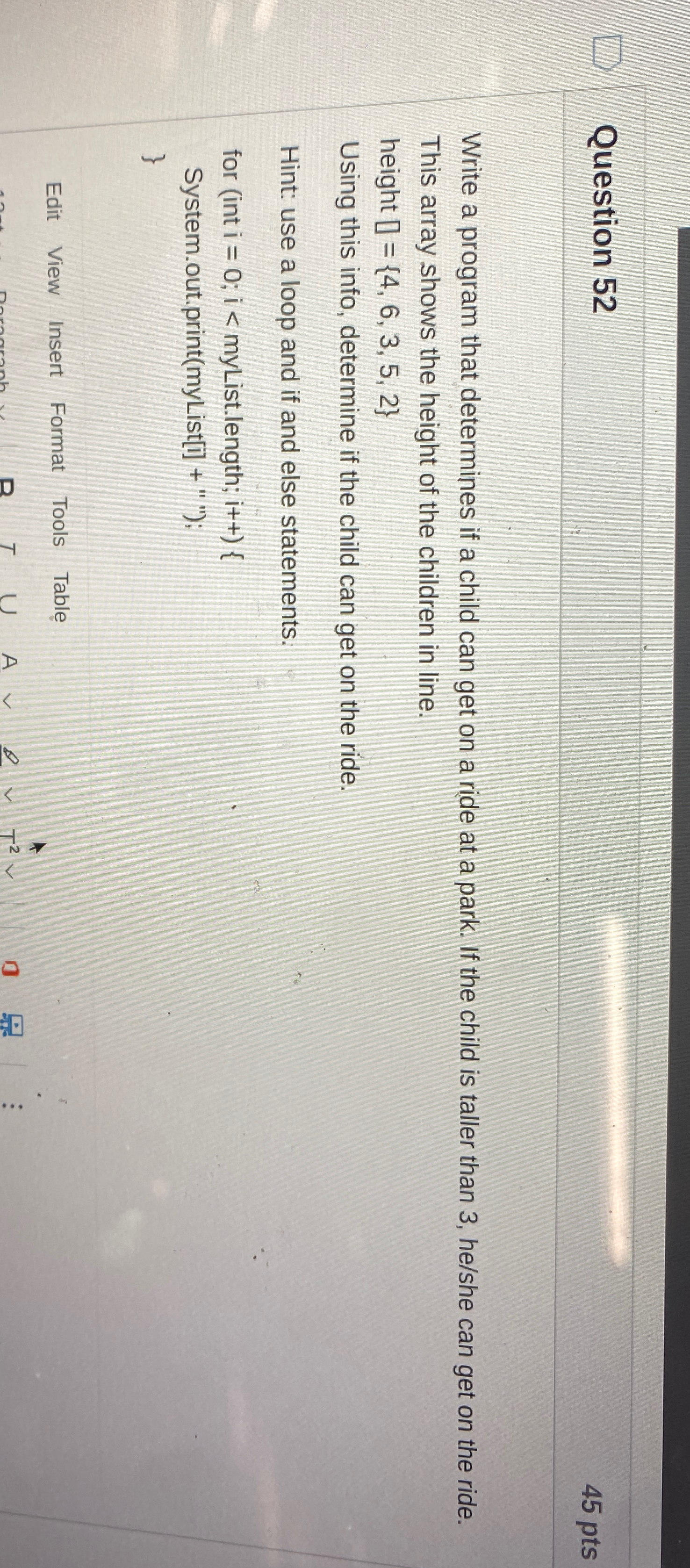 Question 5 2 4 5 pts Write a program that