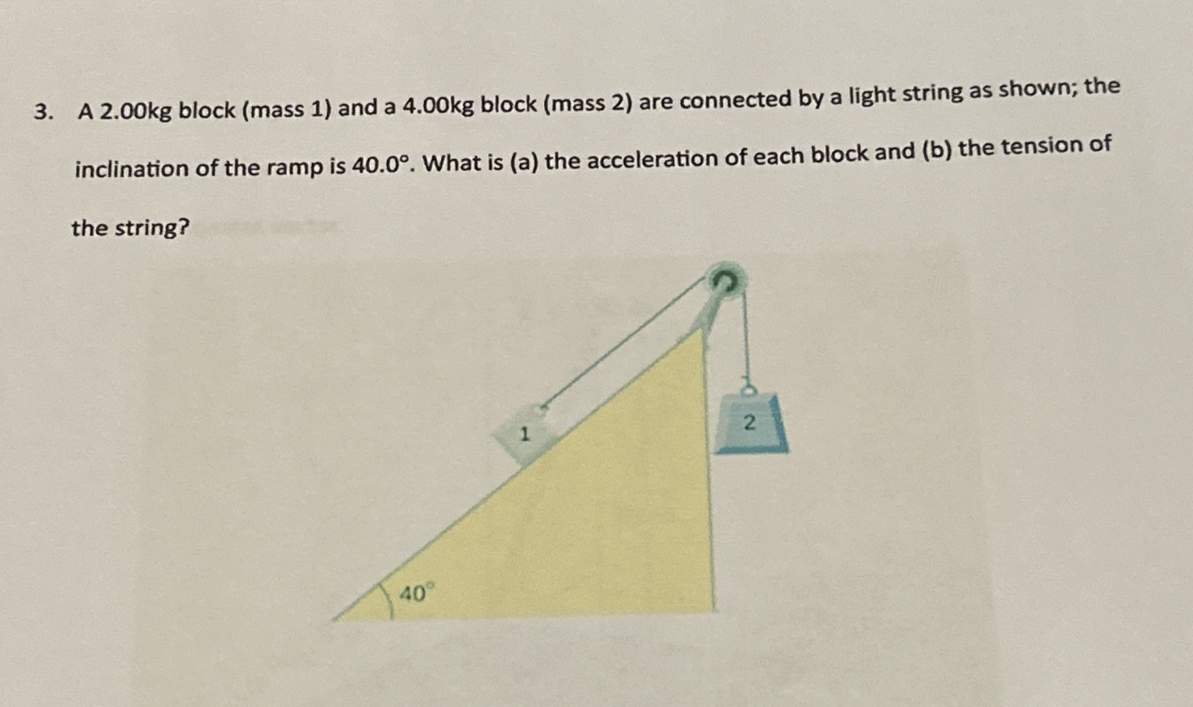 A 2 . 0 0 kg block ( mass 1 ) and a 4 . 0 0 kg