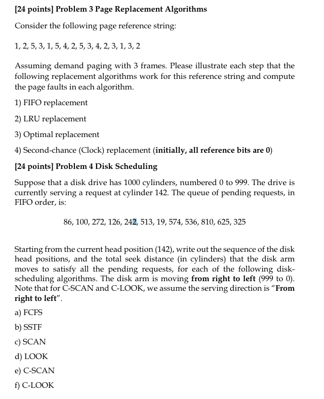 [ 2 4 points ] Problem 3 Page Replacement