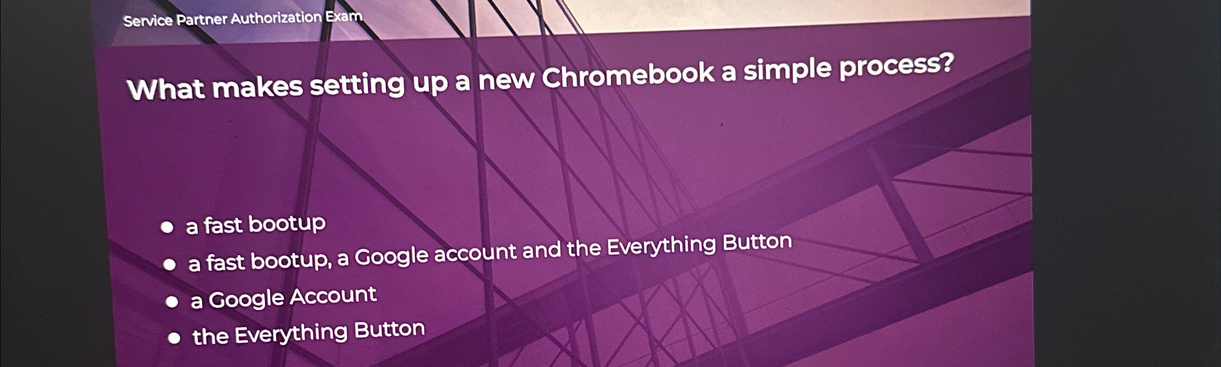 Service Partner Authorization Exam What makes