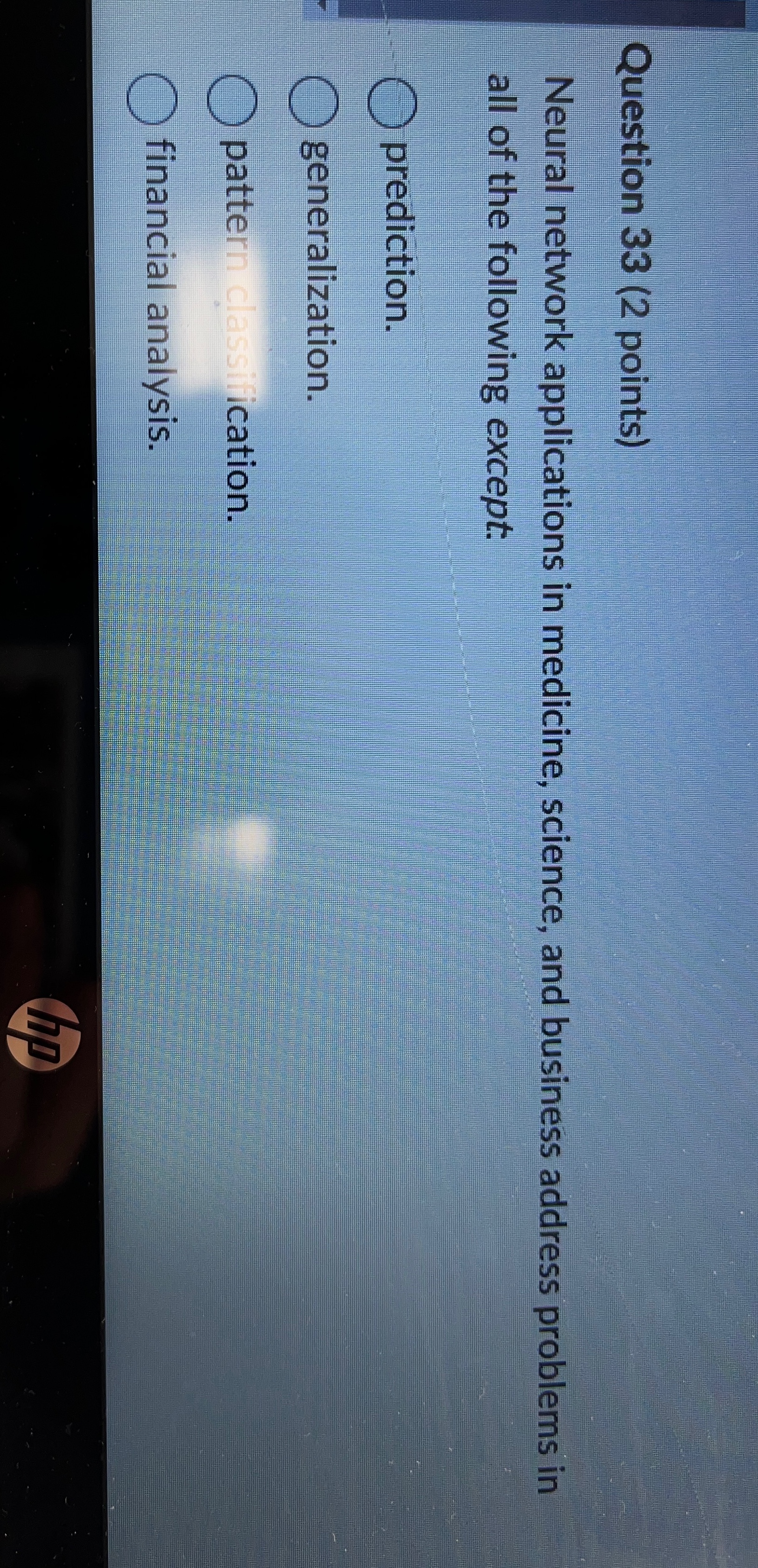 Question 3 3 ( 2 points ) Neural network