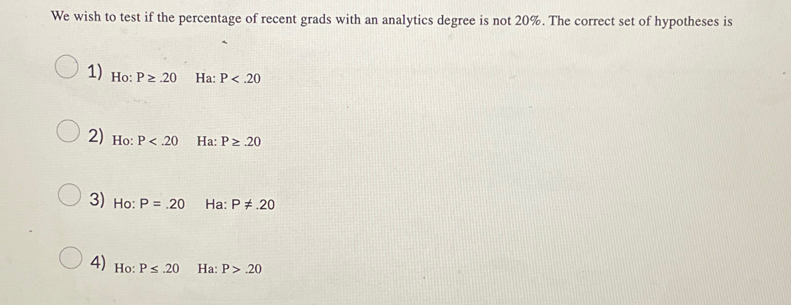 We wish to test if the percentage of recent grads