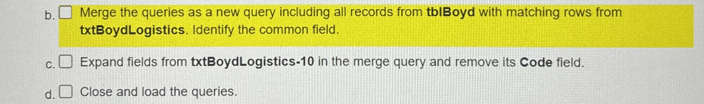 b . Merge the queries as a new query including