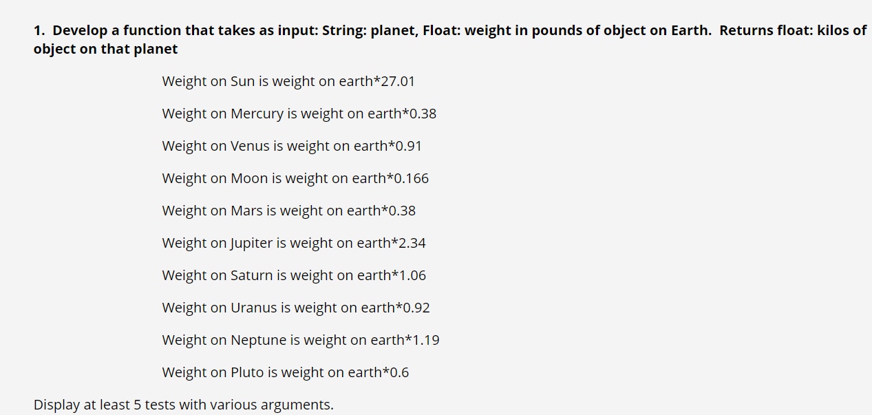 ! ! ! In python please!!!! Develop a function